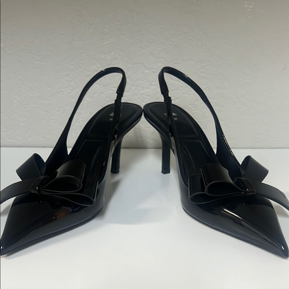 Zara heels shoes black patent.